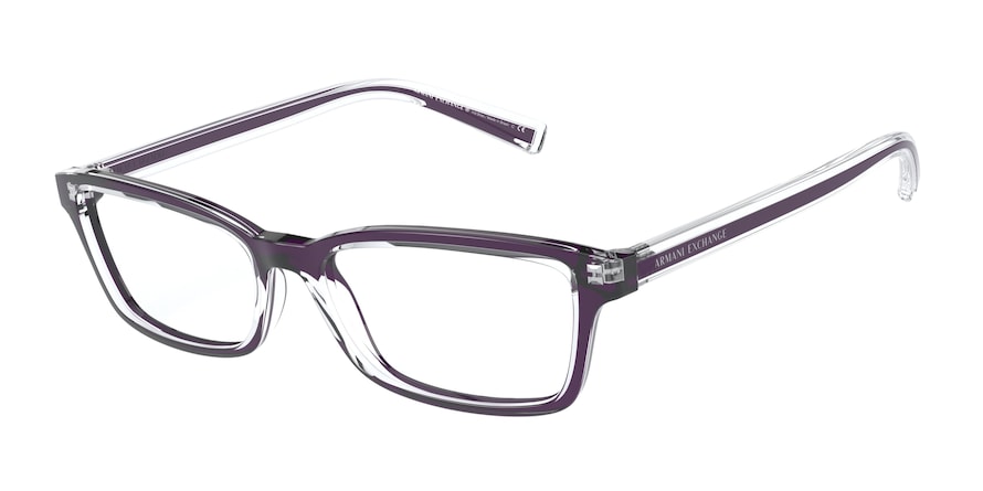 Exchange Armani AX3074 Rectangle Eyeglasses  8323-CRYSTAL TRANSPARENT/VIOLET 54-16-140 - Color Map clear