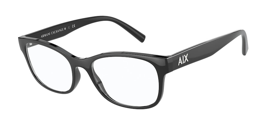 Exchange Armani AX3076F Pillow Eyeglasses  8255-SHINY BLACK 53-17-145 - Color Map black