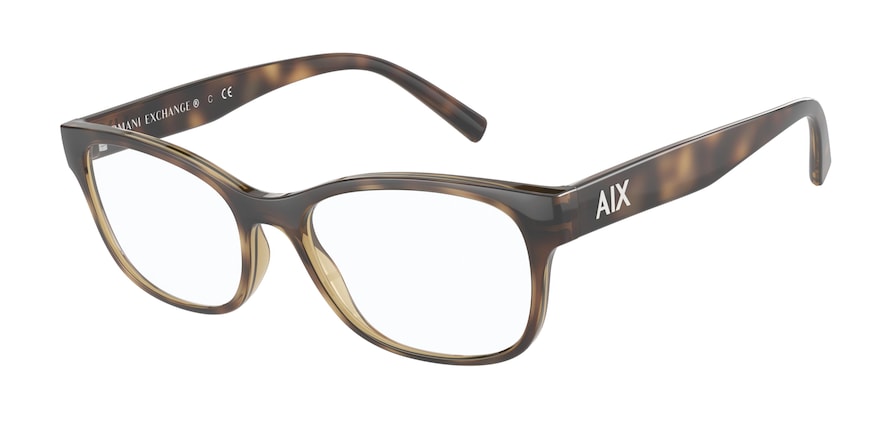 Exchange Armani AX3076 Pillow Eyeglasses  8213-SHINY HAVANA 53-17-140 - Color Map havana