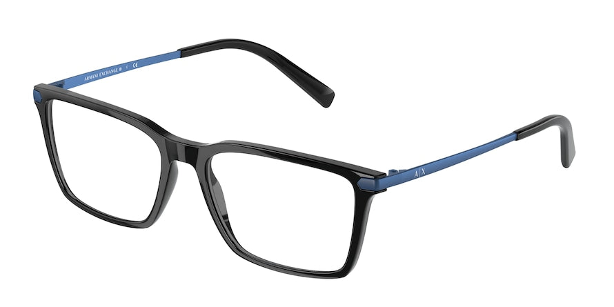 Exchange Armani AX3077 Rectangle Eyeglasses  8158-BLACK 54-17-145 - Color Map black