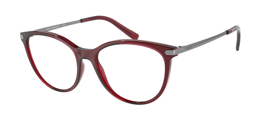 Exchange Armani AX3078F Cat Eye Eyeglasses  8298-SHINY BURGUNDY 53-17-140 - Color Map bordeaux