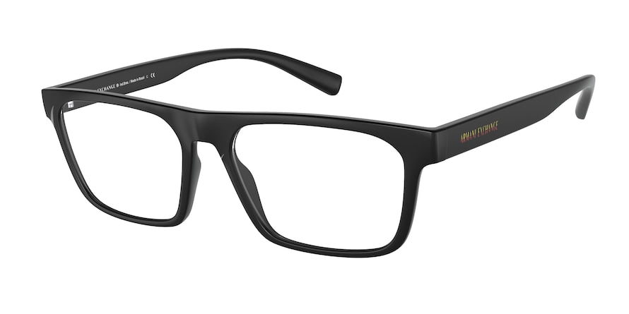 Exchange Armani AX3079F Pillow Eyeglasses  8078-MATTE BLACK 55-17-145 - Color Map black