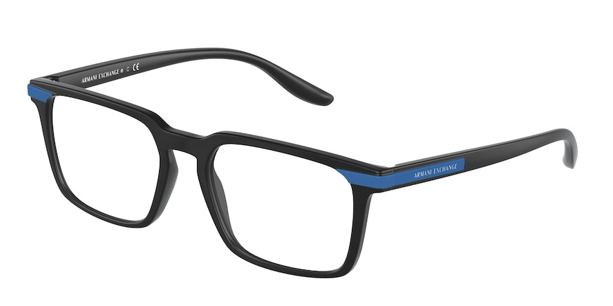 Exchange Armani AX3081 Pillow Eyeglasses  8078-MATTE BLACK 53-18-145 - Color Map black