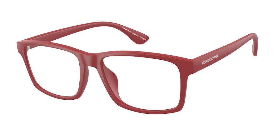 Exchange Armani AX3083U Rectangle Eyeglasses  8274-MATTE RED 56-17-145 - Color Map red