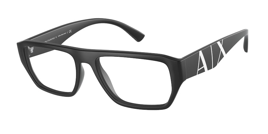 Exchange Armani AX3087 Rectangle Eyeglasses  8078-MATTE BLACK 54-17-145 - Color Map black