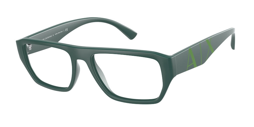 Exchange Armani AX3087 Rectangle Eyeglasses  8301-MATTE GREEN 54-17-145 - Color Map green