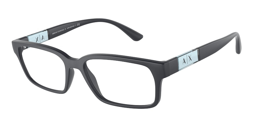Exchange Armani AX3091 Rectangle Eyeglasses  8181-MATTE BLUE 56-17-145 - Color Map blue