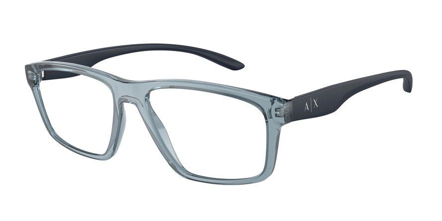 Exchange Armani AX3094 Rectangle Eyeglasses  8237-SHINY TRANSPARENT BLUE 56-17-140 - Color Map blue