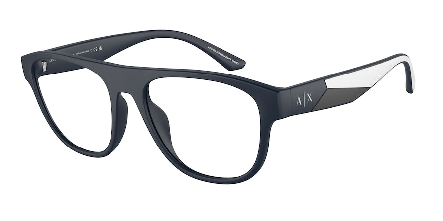 Exchange Armani AX3095U Pilot Eyeglasses  8181-MATTE BLUE 54-18-145 - Color Map blue