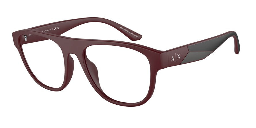 Exchange Armani AX3095U Pilot Eyeglasses  8274-MATTE BORDEAUX 54-18-145 - Color Map bordeaux