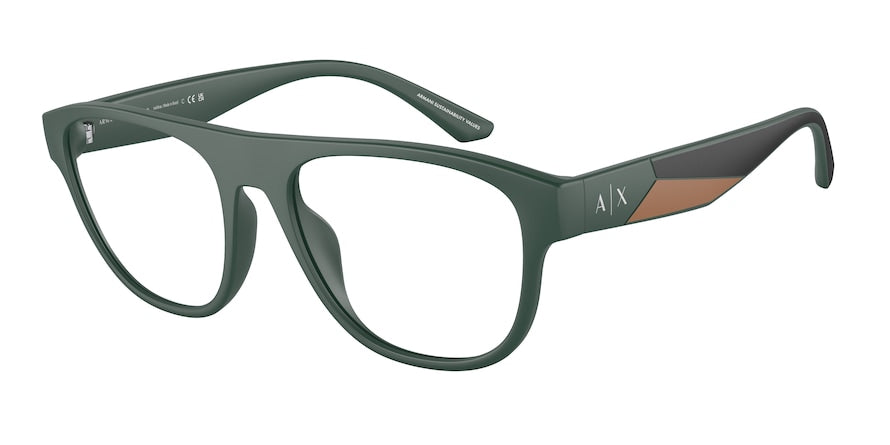 Exchange Armani AX3095U Pilot Eyeglasses  8301-MATTE GREEN 54-18-145 - Color Map green