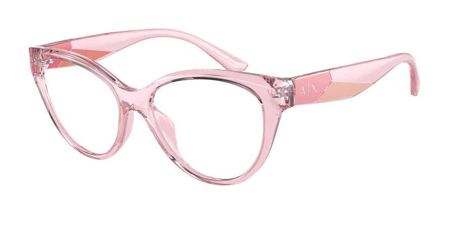 Exchange Armani AX3096U Cat Eye Eyeglasses  8339-SHINY TRANSPARENT PINK 53-16-140 - Color Map pink
