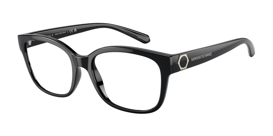 Exchange Armani AX3098F Rectangle Eyeglasses  8158-SHINY BLACK 53-17-140 - Color Map black