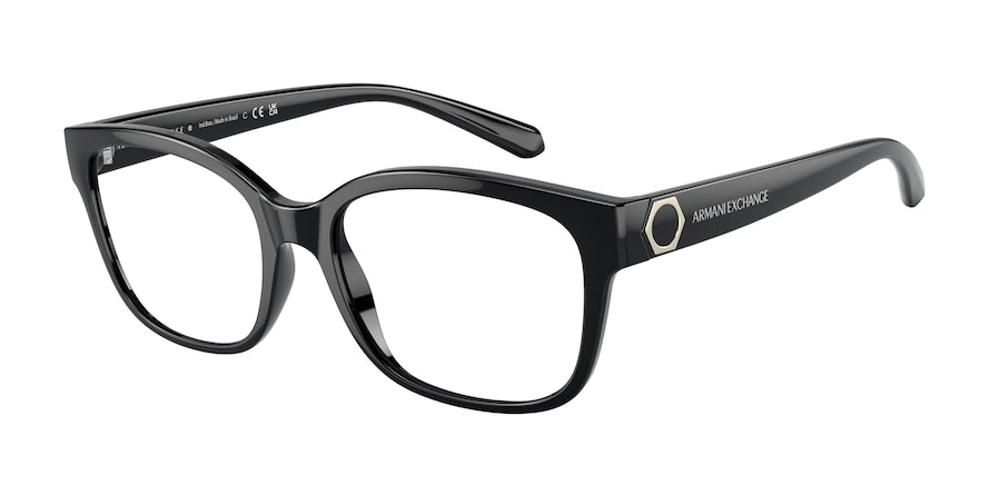 Exchange Armani AX3098 Rectangle Eyeglasses  8158-SHINY BLACK 53-17-140 - Color Map black