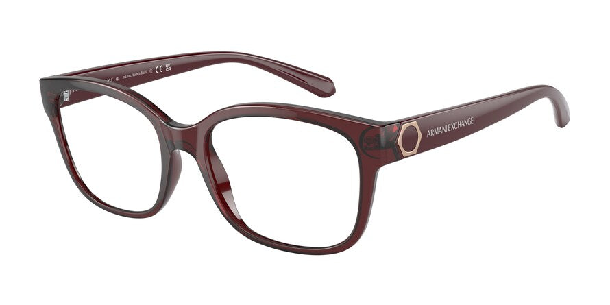 Exchange Armani AX3098 Rectangle Eyeglasses  8241-SHINY TRANSPARENT RED 53-17-140 - Color Map red