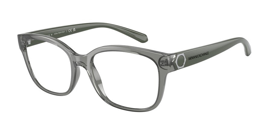 Exchange Armani AX3098 Rectangle Eyeglasses  8242-SHINY TRANSPARENT GREEN 53-17-140 - Color Map green