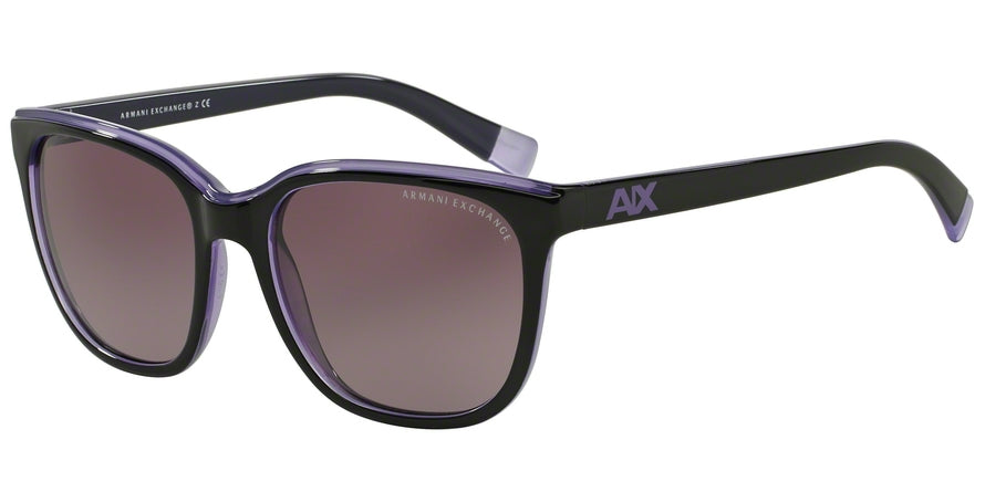 Exchange Armani AX4031 Rectangle Sunglasses  81458H-BLACK /VIOLET TRANS 55-18-135 - Color Map black