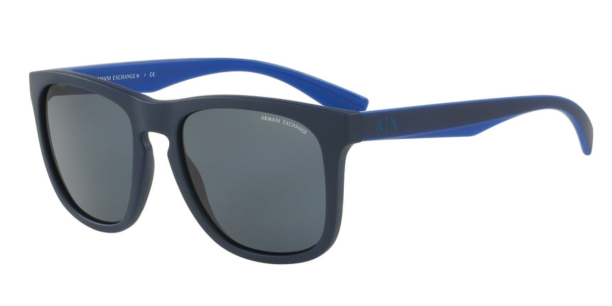 Exchange Armani AX4058S Square Sunglasses  819887-MATTE DARK BLUE 55-19-140 - Color Map blue