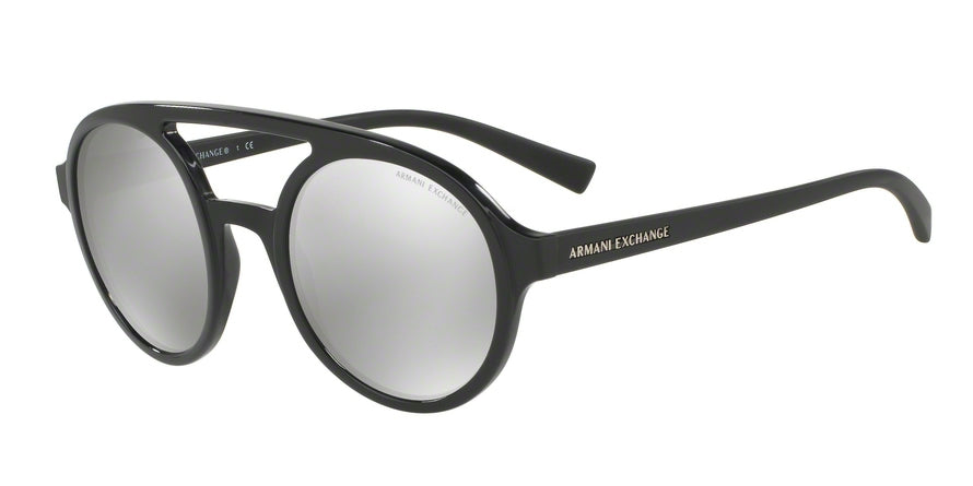 Exchange Armani AX4060S Round Sunglasses  82116G-MATTE BLACK/TOP SHINY 50-23-140 - Color Map black