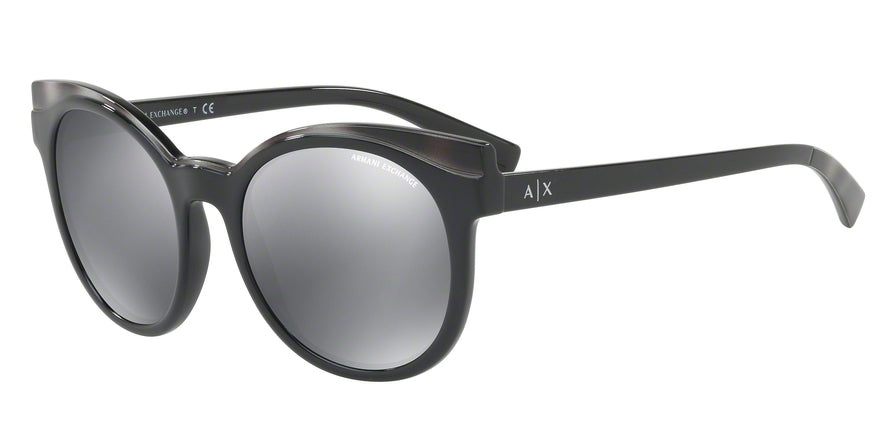 Exchange Armani AX4064SF Round Sunglasses  82256G-BLACK/GREY HAVANA 55-19-140 - Color Map black