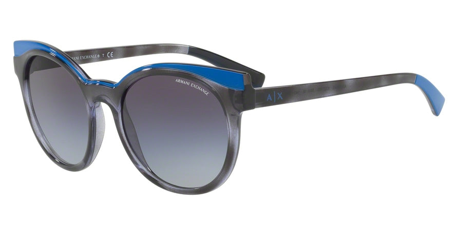 Exchange Armani AX4064S Round Sunglasses  82278G-BLUE HAVANA/SKIDIVER 53-19-140 - Color Map blue