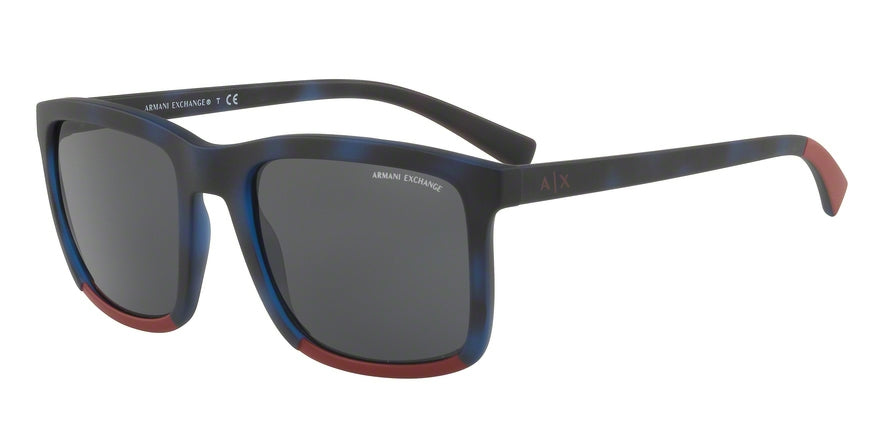 Exchange Armani AX4067SF Square Sunglasses  823087-MATTE BLUE HAVANA/TANGO RED MT 55-20-140 - Color Map blue