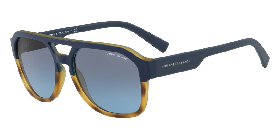 Exchange Armani AX4074SF Rectangle Sunglasses  82468F-MATTE HAVANA/MATTE BLUE 59-17-145 - Color Map blue