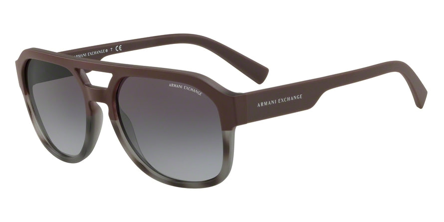 Exchange Armani AX4074SF Rectangle Sunglasses  82488G-MATTE GREY HAVANA/MATTE BORD 59-17-145 - Color Map bordeaux