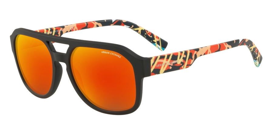 Exchange Armani AX4074S Rectangle Sunglasses  80786Q-MATTE BLACK 57-18-140 - Color Map black