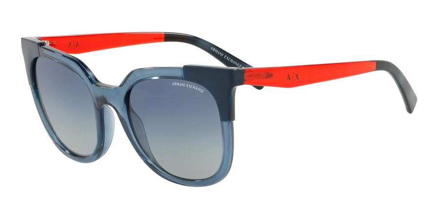 Exchange Armani AX4075S Square Sunglasses  82384L-TRANSPARENT BLUE DRESS 53-20-140 - Color Map blue