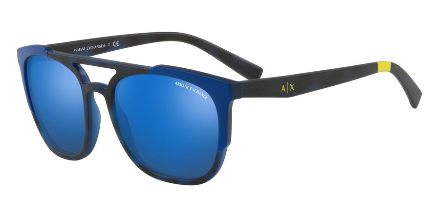Exchange Armani AX4076S Irregular Sunglasses  825380-MATTE BLUETTE HAVANA 56-19-140 - Color Map blue