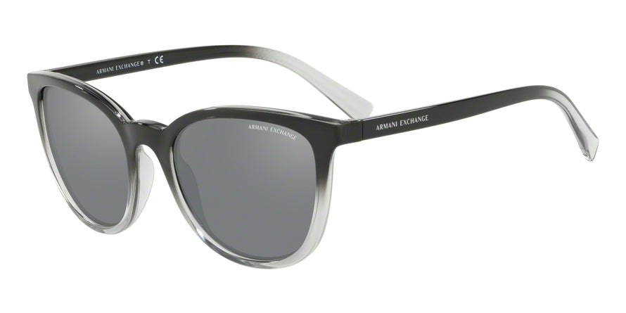 Exchange Armani AX4077SF Pillow Sunglasses  82556G-BLACK/TRANSPARENT SMOKE 56-19-145 - Color Map black