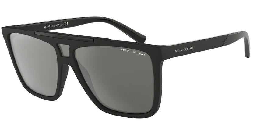Exchange Armani AX4079S Rectangle Sunglasses  80786G-MATTE BLACK 58-14-145 - Color Map black