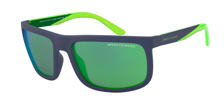 Exchange Armani AX4084S Rectangle Sunglasses  82853R-MATTE BLUETTE 60-19-135 - Color Map blue