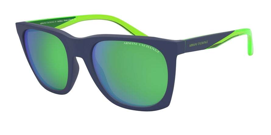 Exchange Armani AX4085SF Pillow Sunglasses  82853R-MATTE BLUETTE 56-20-145 - Color Map blue