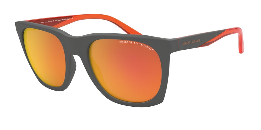Exchange Armani AX4085S Pillow Sunglasses  82846Q-MATTE BROWN/GREY 56-20-145 - Color Map grey