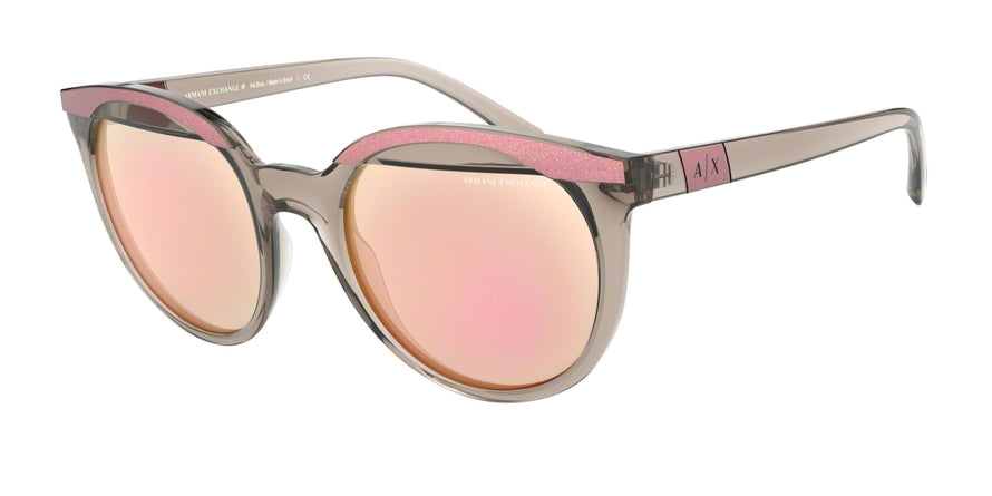 Exchange Armani AX4086S Irregular Sunglasses  82404Z-TRANSP TUNDRA/ANTIQUE PINK 53-20-140 - Color Map brown