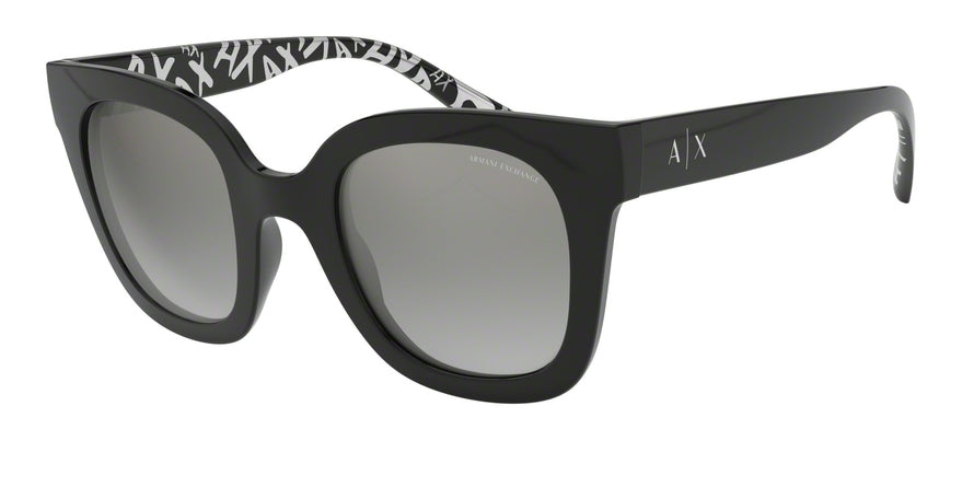 Exchange Armani AX4087S Irregular Sunglasses  81586V-BLACK 49-25-143 - Color Map black