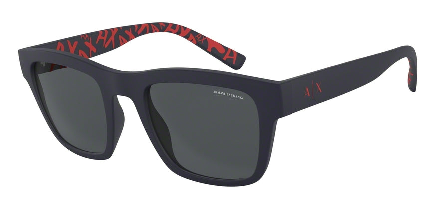 Exchange Armani AX4088SF Square Sunglasses  817781-MATTE DARK BLUE 52-21-143 - Color Map blue
