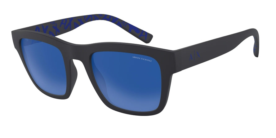 Exchange Armani AX4088S Square Sunglasses  829325-MATTE BLUE 52-22-143 - Color Map blue