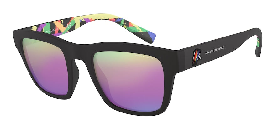 Exchange Armani AX4088S Square Sunglasses  8326P3-MATTE BLACK 52-22-143 - Color Map black