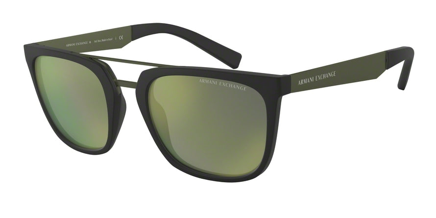 Exchange Armani AX4090SF Square Sunglasses  80296R-MATTE BLACK 55-21-145 - Color Map black