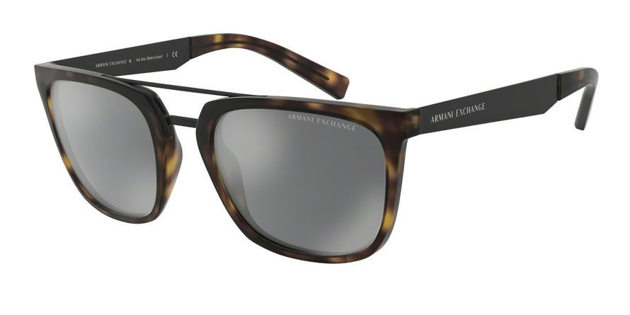 Exchange Armani AX4090SF Square Sunglasses  80786G-MATTE BLACK 55-21-145 - Color Map havana