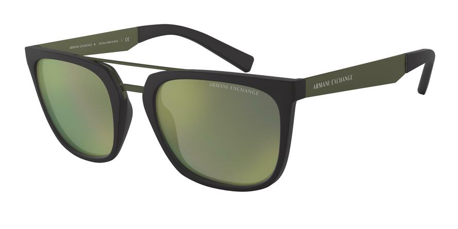 Exchange Armani AX4090S Square Sunglasses  80296R-MATTE BLACK 55-22-145 - Color Map black
