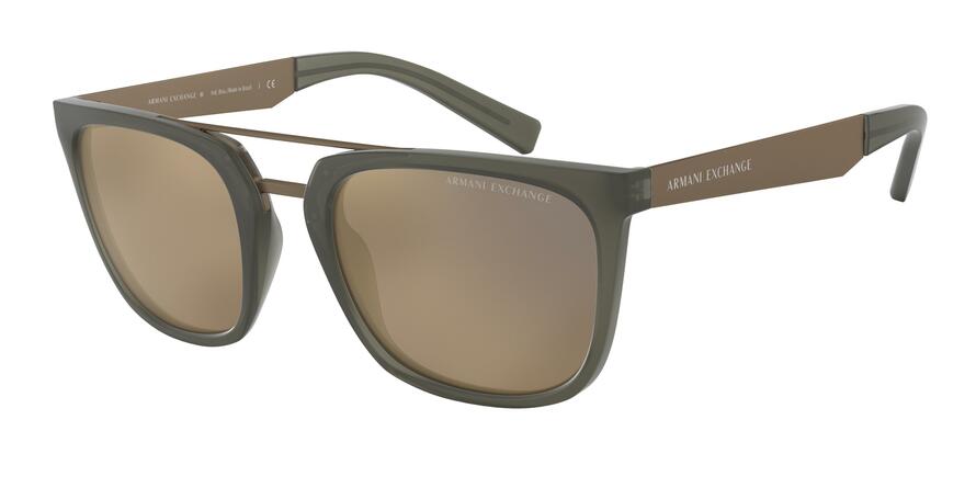 Exchange Armani AX4090S Square Sunglasses  82905A-MATTE TRANSP MALLARD GREEN 55-22-145 - Color Map green