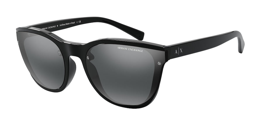 Exchange Armani AX4097S Square Sunglasses  81586G-SHINY BLACK 60-21-145 - Color Map black