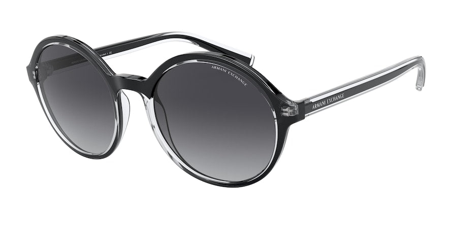 Exchange Armani AX4101SF Round Sunglasses  83218G-TOP BLACK/TRANSPARENT GREY 55-20-145 - Color Map clear