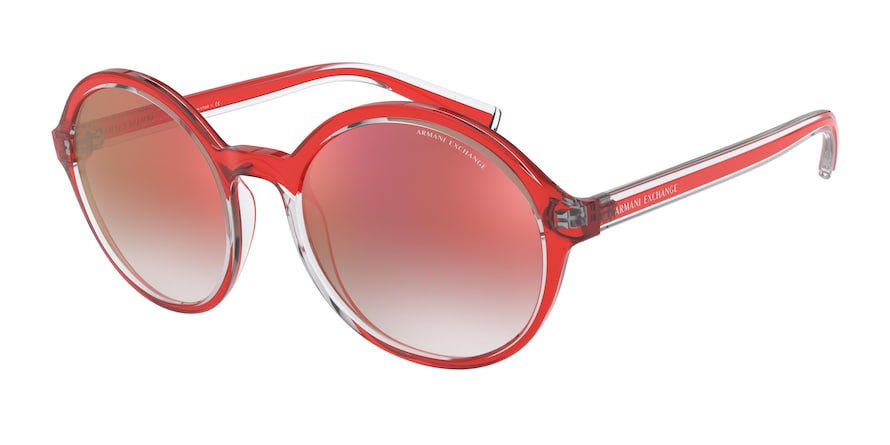 Exchange Armani AX4101SF Round Sunglasses  8322V0-TOP RED/CRYSTAL 55-20-145 - Color Map clear