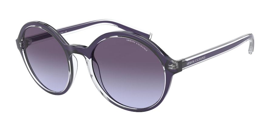 Exchange Armani AX4101SF Round Sunglasses  83234Q-TOP VIOLET/CRYSTAL 55-20-145 - Color Map clear