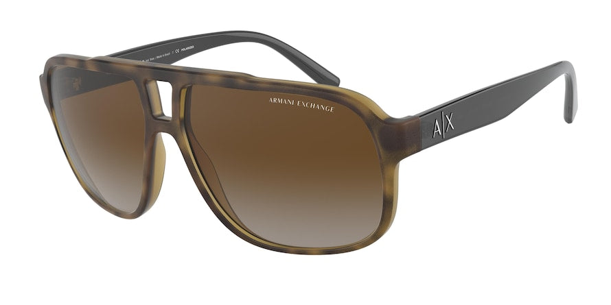 Exchange Armani AX4104S Rectangle Sunglasses  8029T5-MATTE HAVANA 61-13-140 - Color Map havana